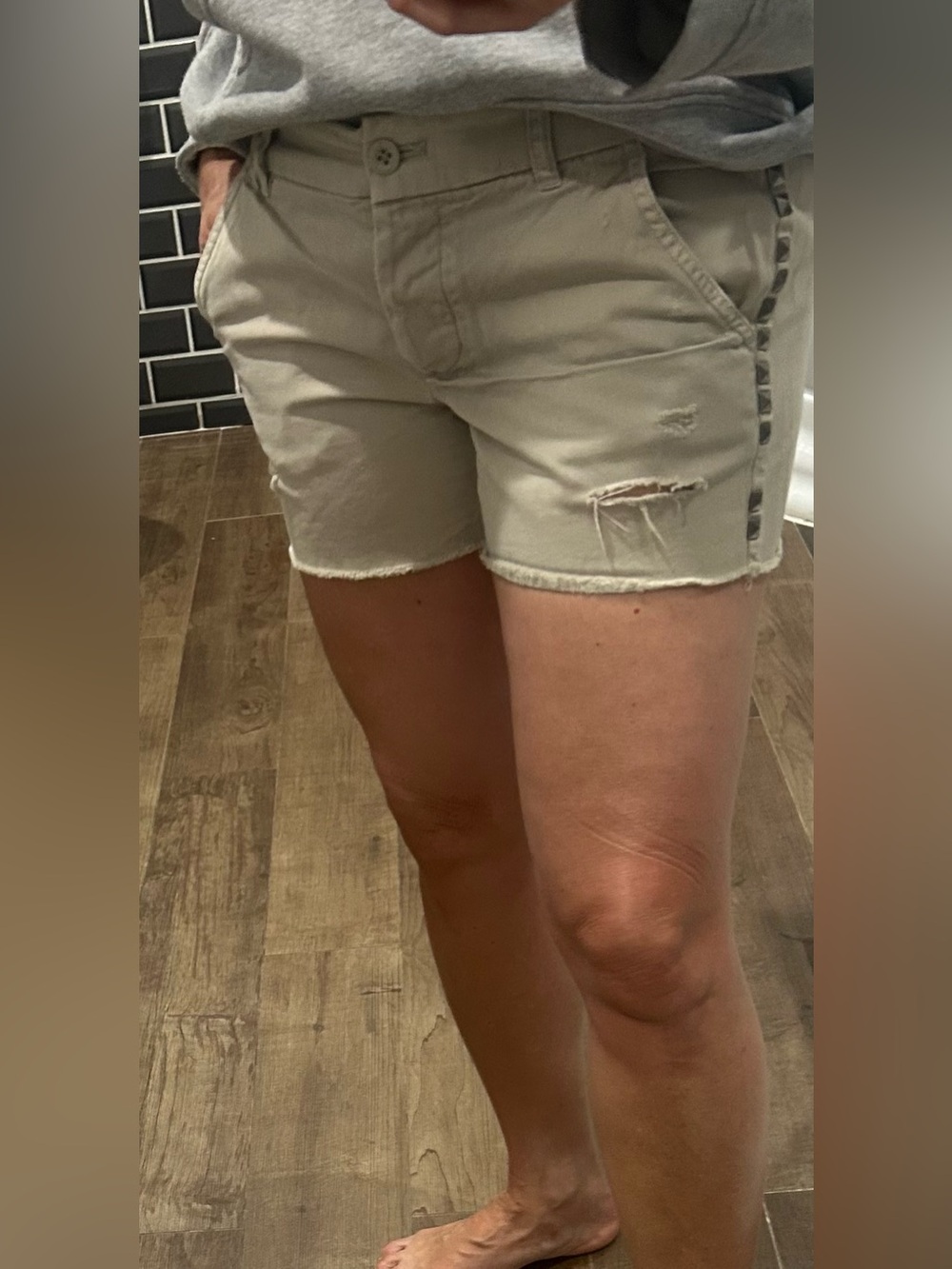 J. Crew Khaki Distressed Cotton Chino Shorts
